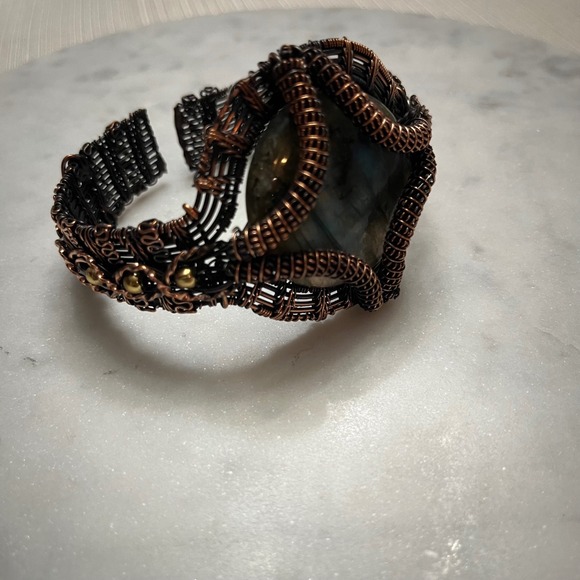Artisan Jewelry - Statement Wire Wrapped Bracelet Handmade Copper Labradorite Gemstone Boho‎ New